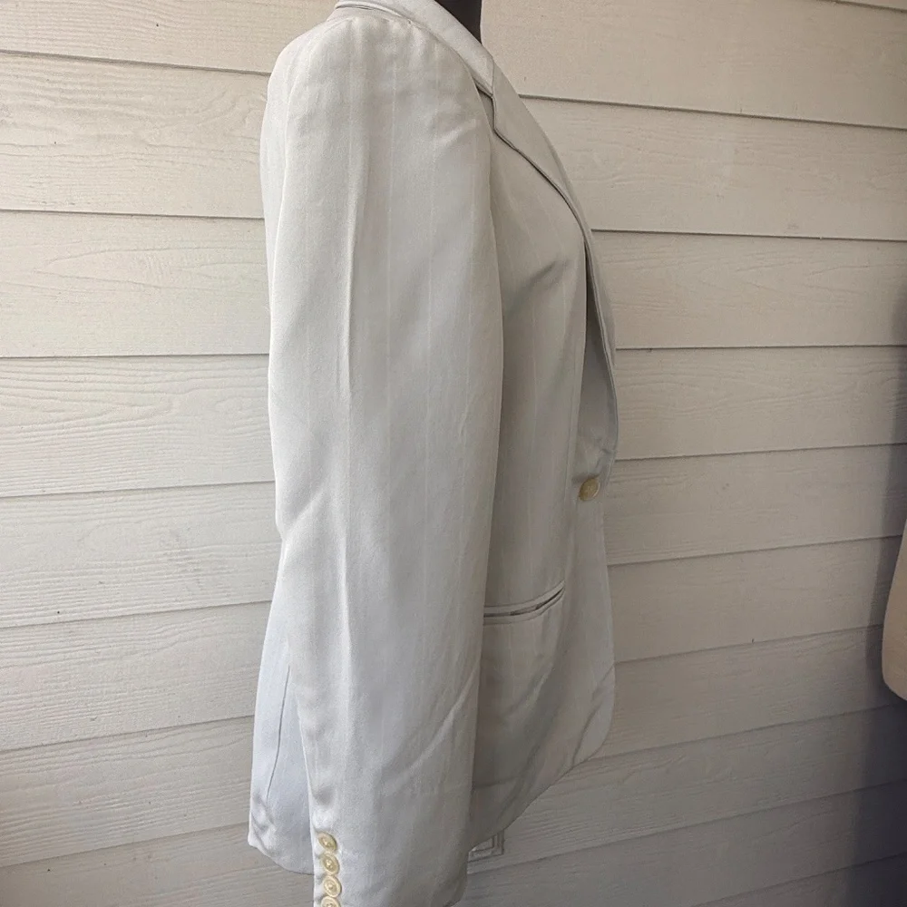 LAUREN Ralph Lauren | Silk Blend Blazer Jacket‎ | Size 12 | Light Blue - Picture 3 of 9